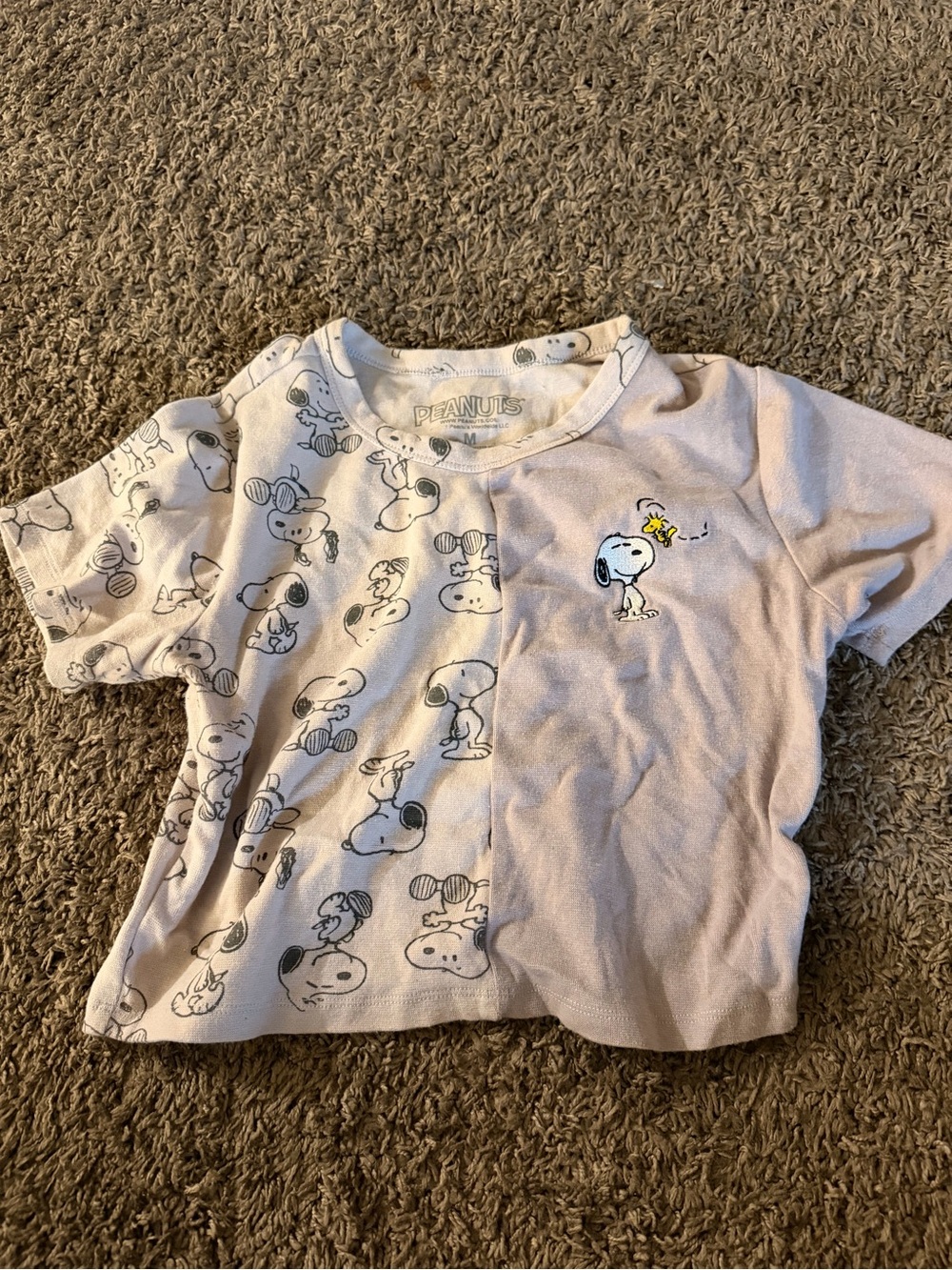 Peanuts Lavender Snoopy & Woodstock Short Sleeve Tee